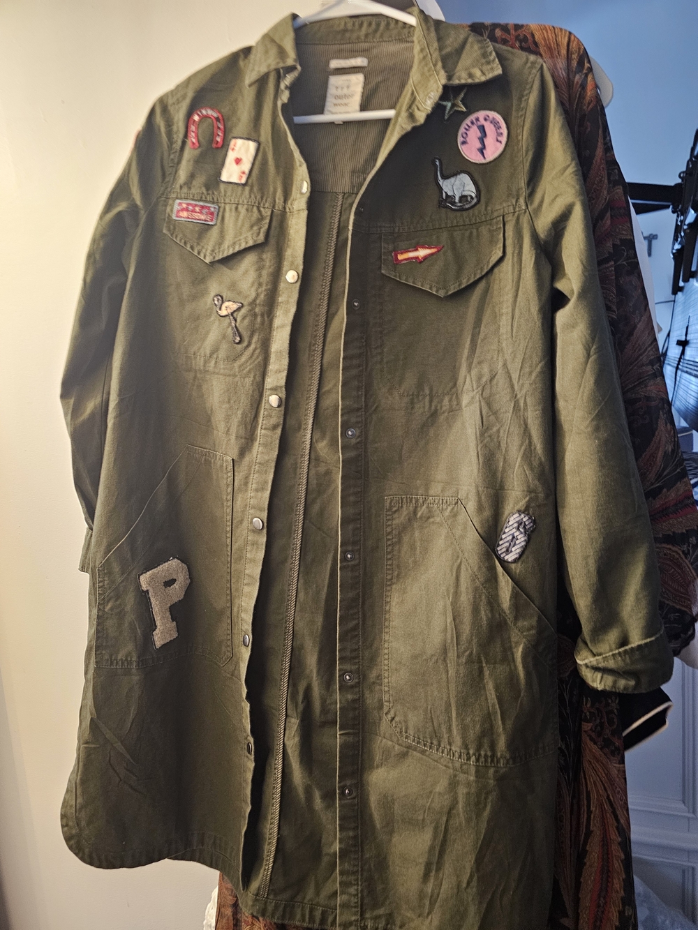 Zara Olive Green Military Patchwork Jacket
